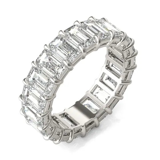Emerald Lab Diamond Ring – Classic Eternity Band 6 1/4 CTW | 14K White Gold