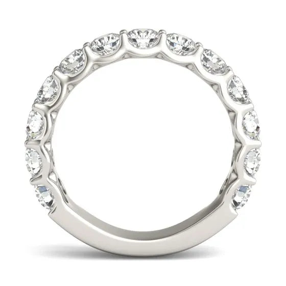 Lab Grown Diamond Ring – 2.07 CTW Round Cut Diamonds | 14K White Gold Half Eternity Band