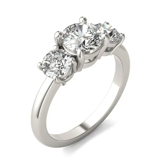 Lab Grown Diamond Ring – 2 Carat Three Stone Engagement Ring | 14K White Gold