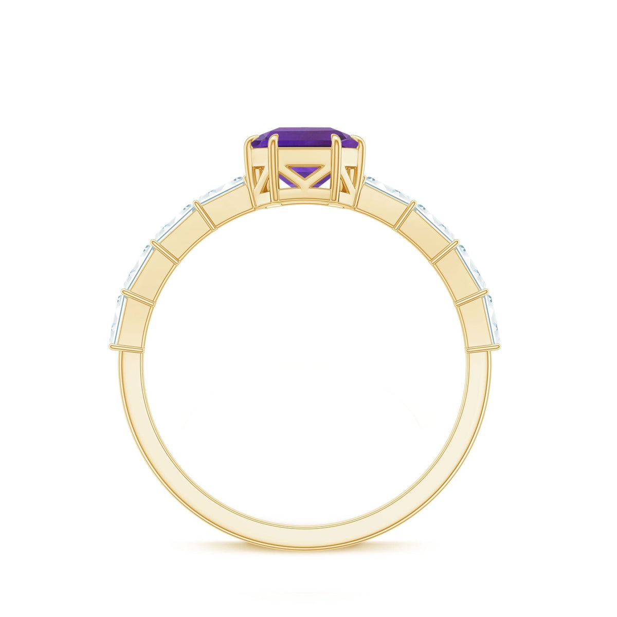 3 Carat Amethyst Asscher Cut Engagement Ring with Diamond