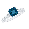 3 Carat Asscher Cut London Blue Topaz Designer Engagement Ring with Diamond