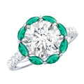3 Carat Diamond Ring - Lab Grown Emerald Halo Ring With 8 Prong Setting