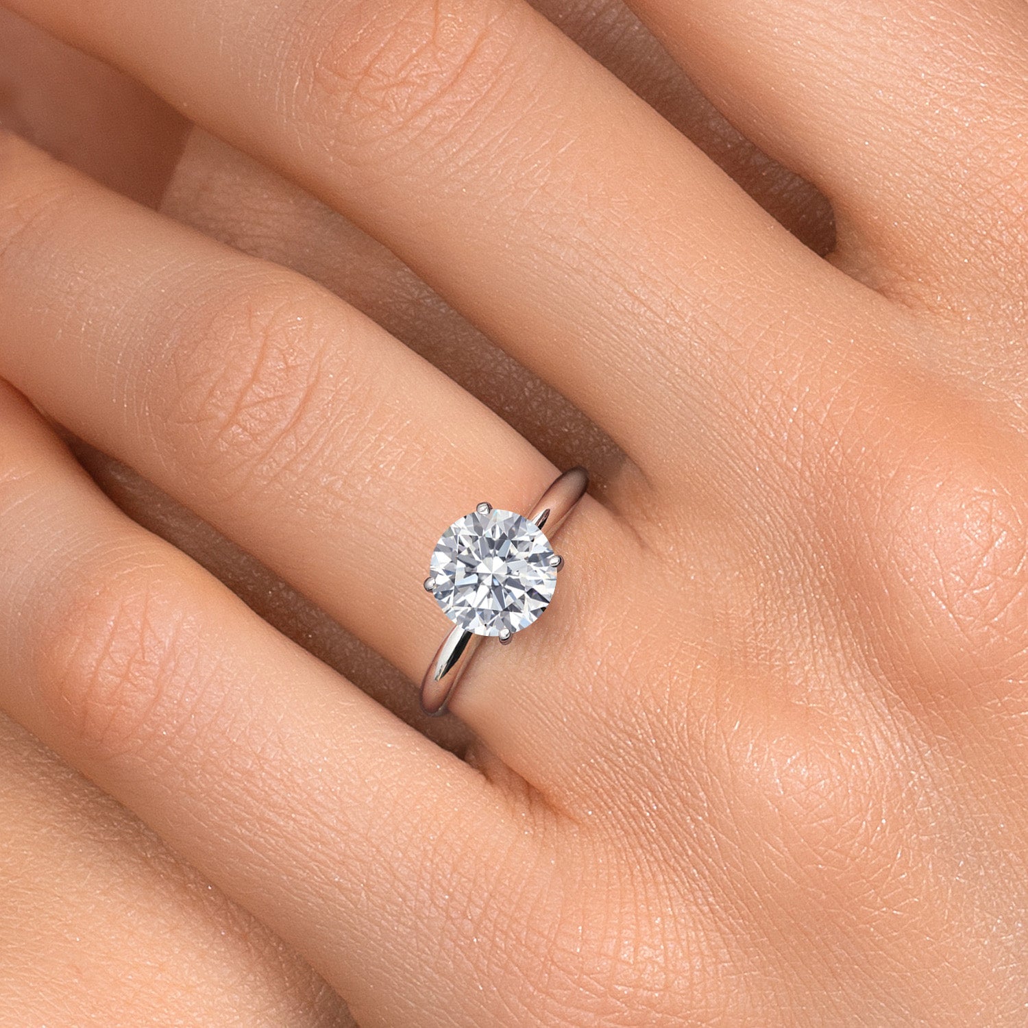 Lab-Grown Diamond Ring – 3.5 Carat Round Solitaire | 14K White Gold Classic Design