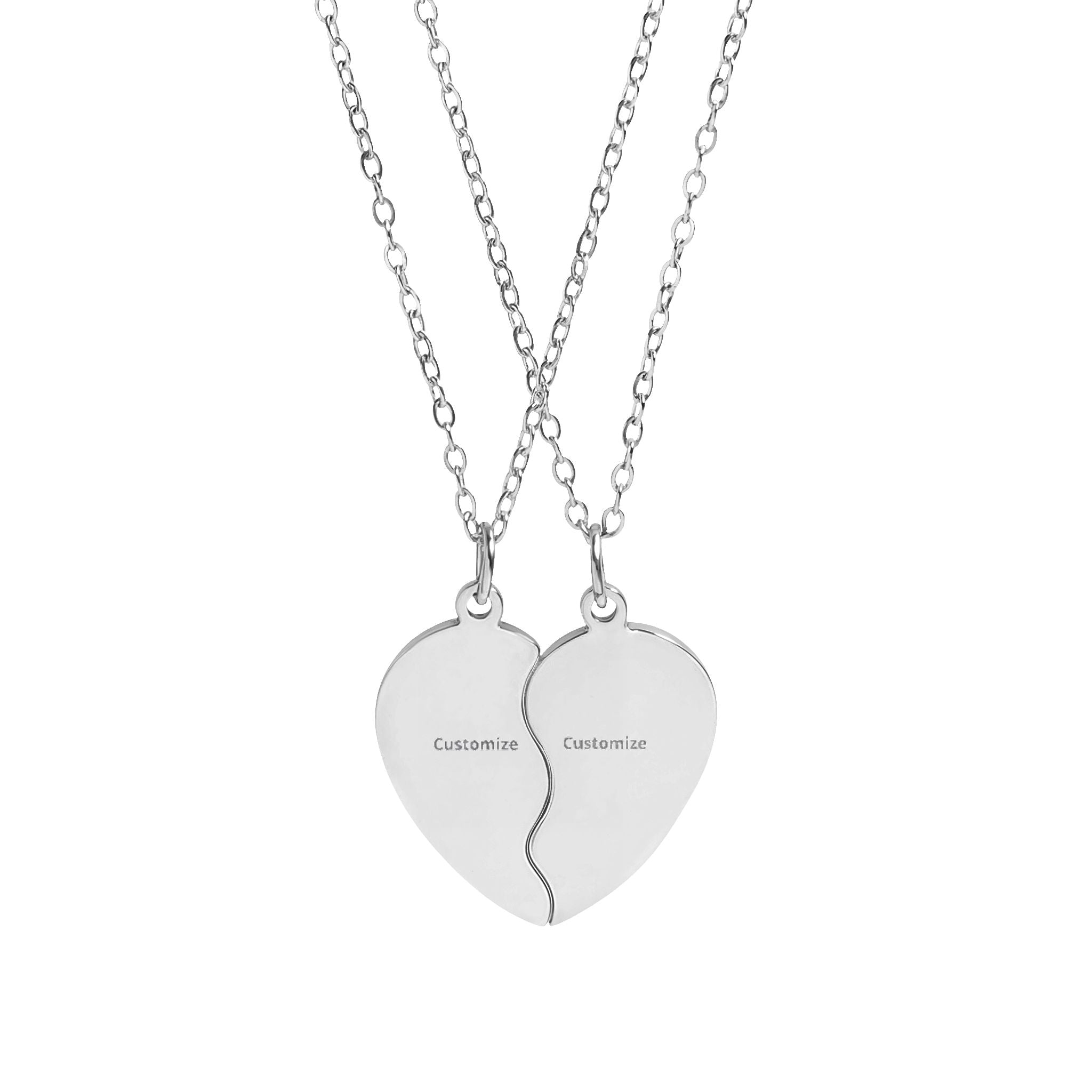 Broken Heart Necklace - Split Heart Pendant | Friendship Necklace Set Matching