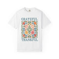 Grateful Thankful Tee - Cozy Fall T-Shirt With Floral Folk Art Design