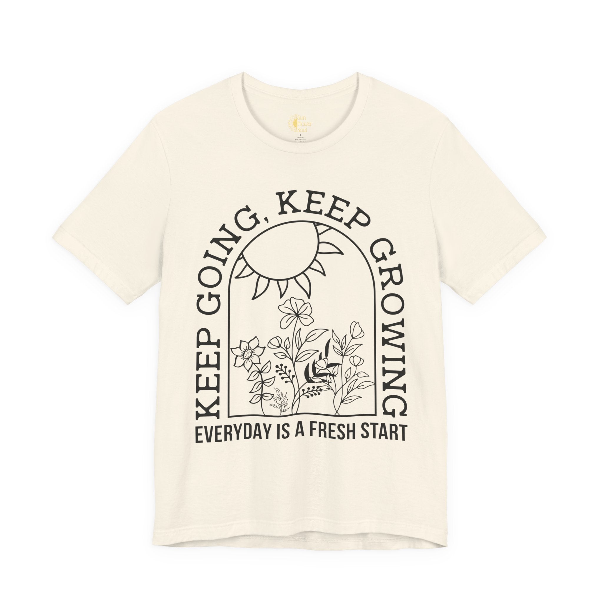 Positive Graphic Tee – Keep Growing Shirt With Floral Design | Bella+Canvas Soft Cotton