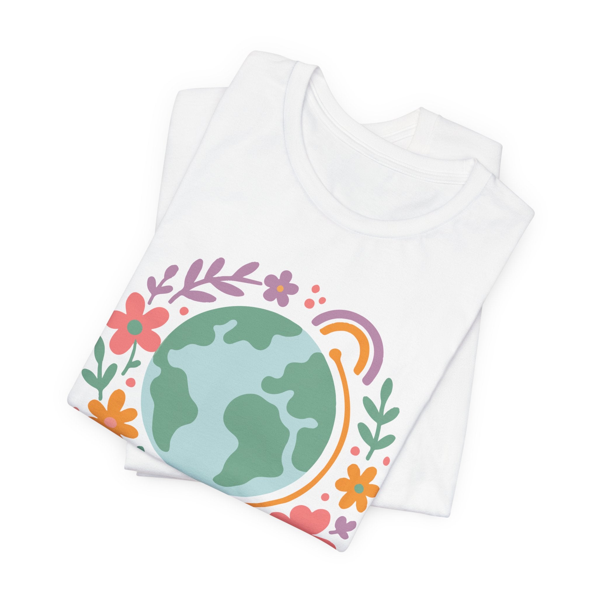 Be The Change T-Shirt – Earth Graphic Tee With Floral Globe & Positive Message