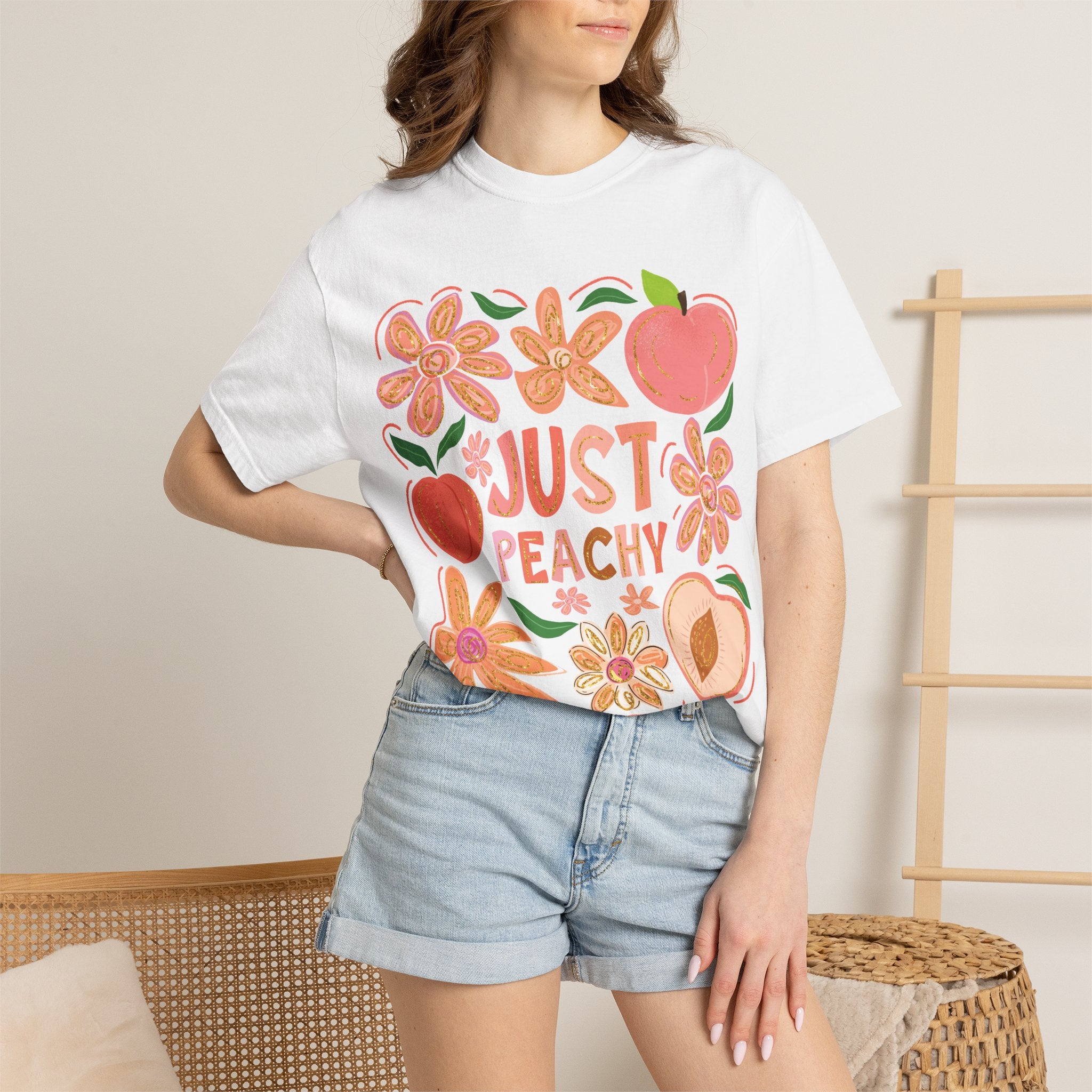 Just Peachy Tee - Vibrant Unisex T-Shirt With Playful Peach Print & Soft Cotton