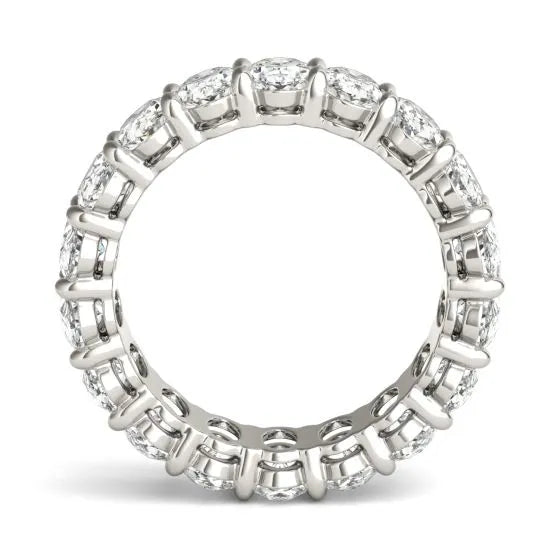 Lab Grown Diamond Ring – 4 CTW Oval Cut Diamonds | 14K White Gold Classic Eternity Band