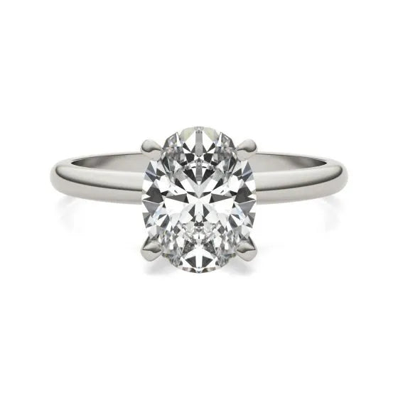 Lab Grown Diamond Ring – 2 Carat Oval Solitaire Engagement | 14K White Gold Band