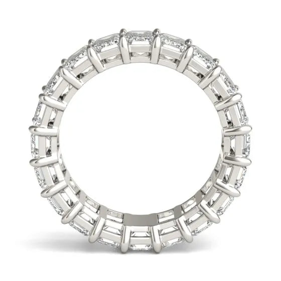 Emerald Lab Diamond Ring – Classic Eternity Band 6 1/4 CTW | 14K White Gold