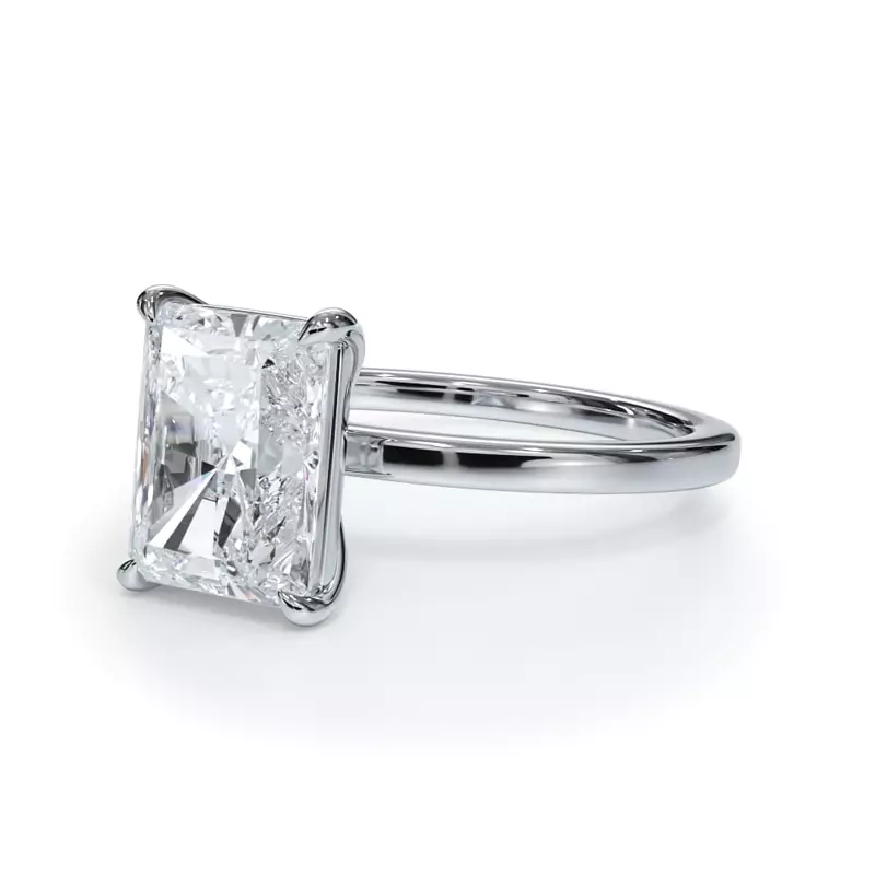 Lab Grown Diamond Ring – 2 CTW Emerald Cut Solitaire Engagement in 14K White Gold