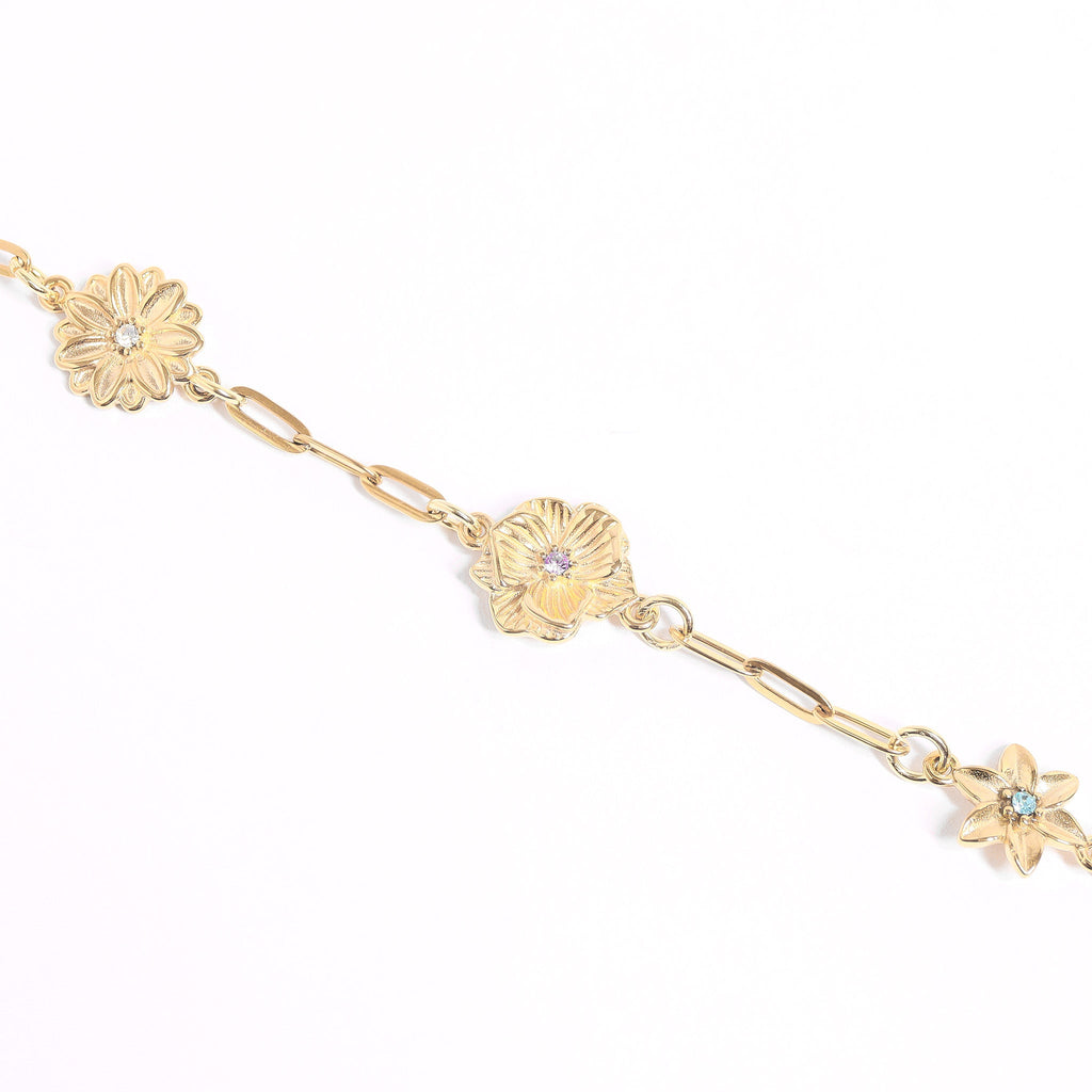 Birth Flower Charms – 18K Gold PVD Stainless Steel 3D Floral Connector Charm