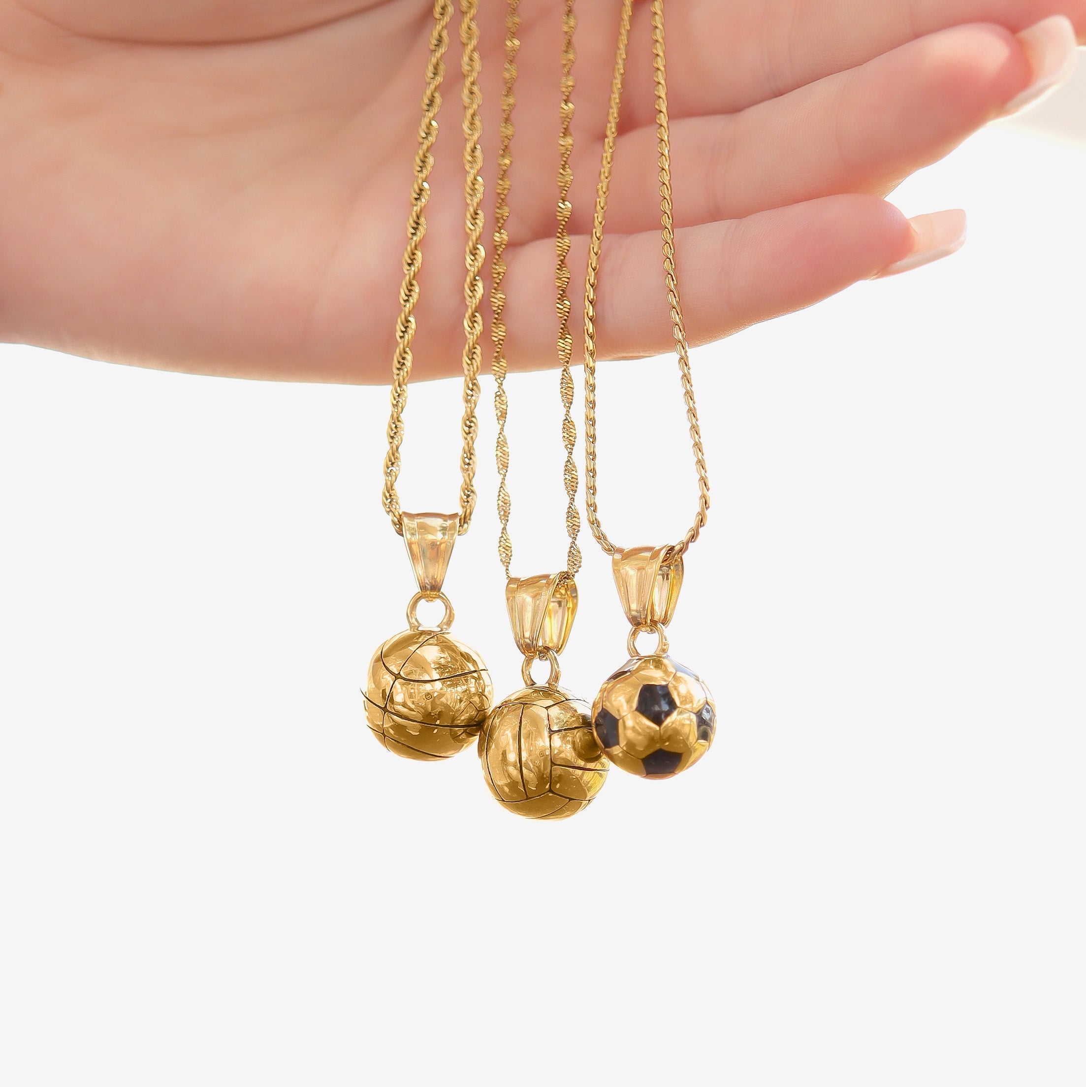 18K Gold Soccer Charm – 3D Stainless Steel Ball Pendant, Durable Sports Jewelry