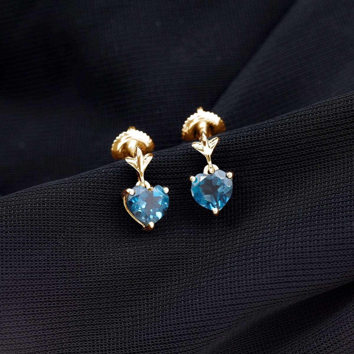 4 Carat London Blue Topaz Heart Drop Earrings for Women