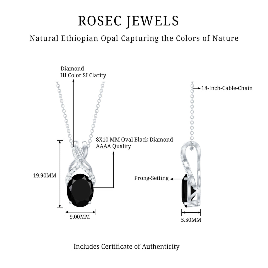 4 Carat Oval Lab Created Black Diamond Infinity Necklace With Chain
