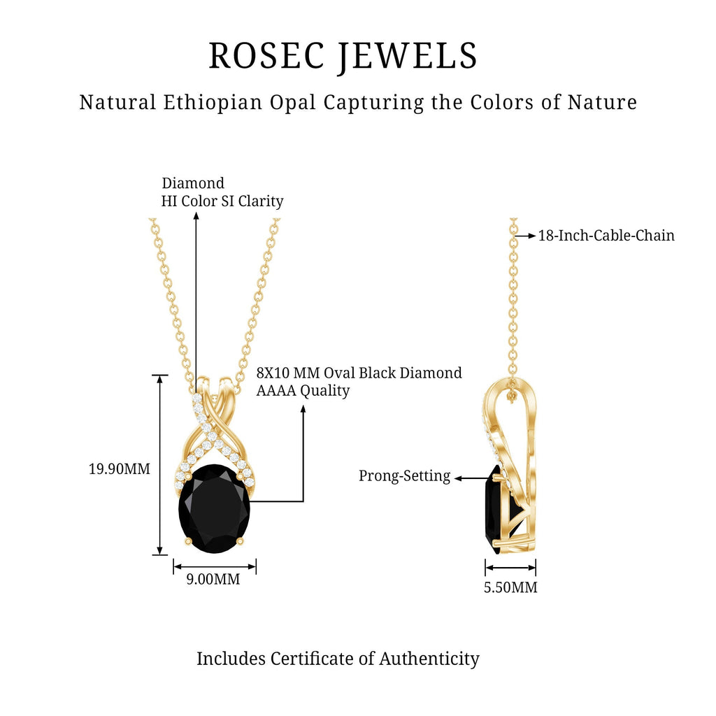 4 Carat Oval Lab Created Black Diamond Infinity Necklace With Chain