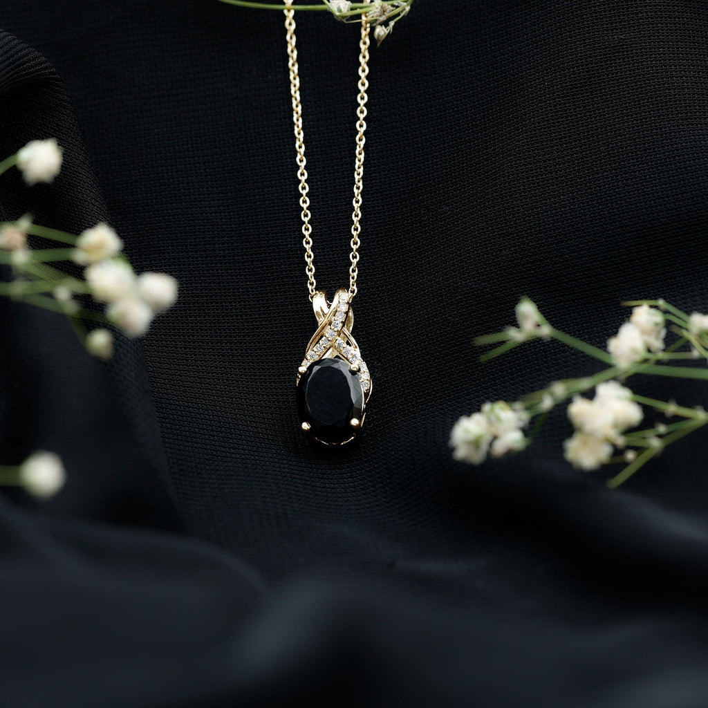 4 Carat Oval Lab Created Black Diamond Infinity Necklace With Chain