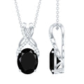4 Carat Oval Lab Created Black Diamond Infinity Necklace With Chain