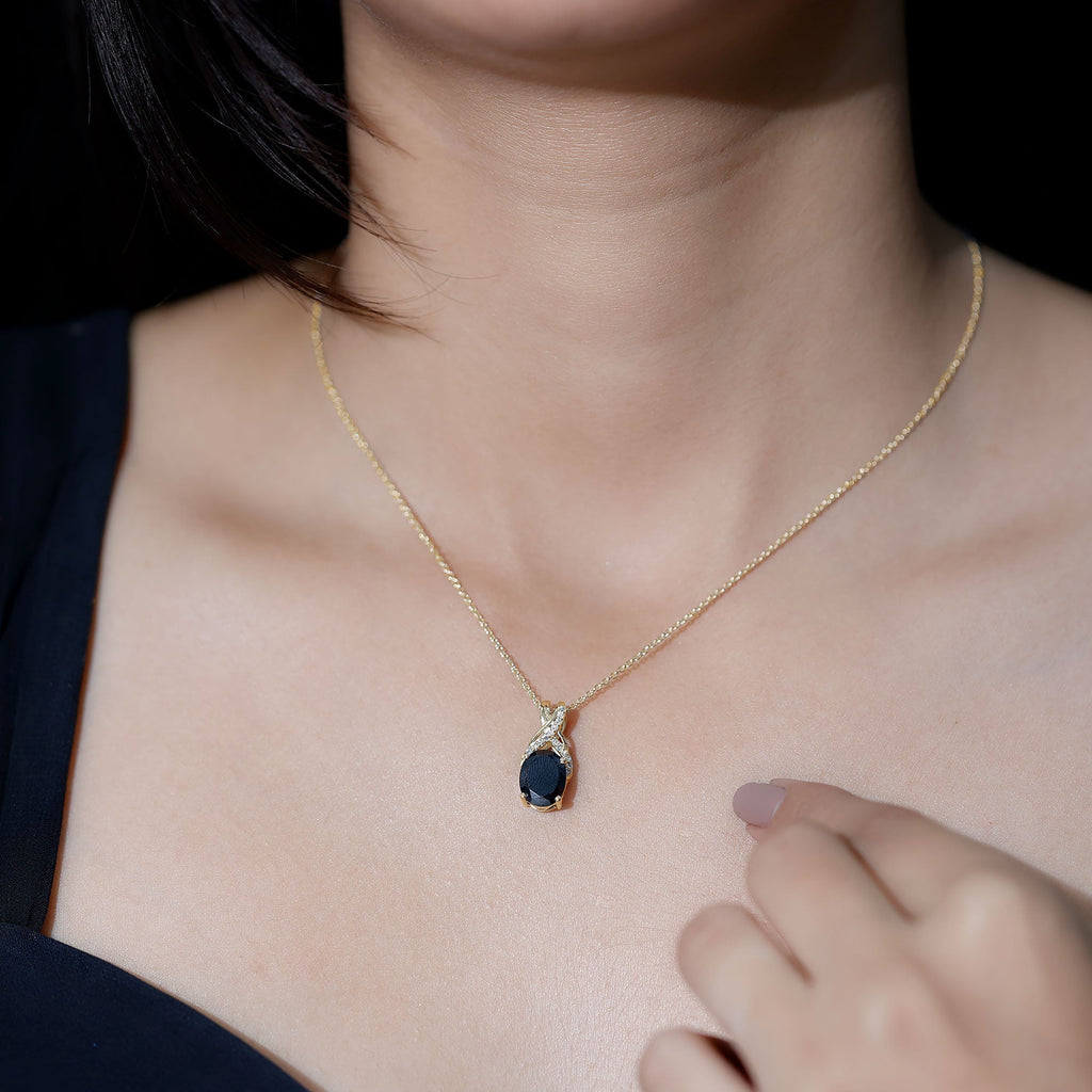 4 Carat Oval Lab Created Black Diamond Infinity Necklace With Chain