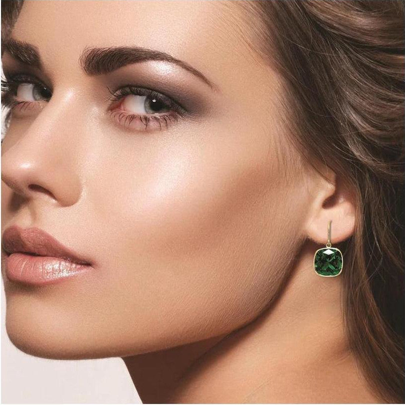 Emerald Drop Earrings – Cushion Cut Emeralds 4.50CTW | 925 Sterling Silver Jewelry