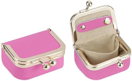 Royal Bagger Genuine Cow Leather Mini Jewelry Box Women's Coin Purse Solid Color Kiss Lock Change Pouch Casual Style Small Storage Bag for Women 1894 (Yellow with Chain)|B0F4KQHSBD