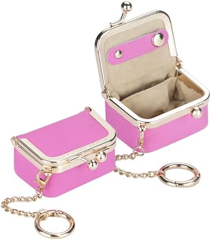 Royal Bagger Genuine Cow Leather Mini Jewelry Box Women's Coin Purse Solid Color Kiss Lock Change Pouch Casual Style Small Storage Bag for Women 1894 (Yellow with Chain)|B0F4KQHSBD