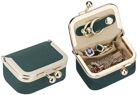 Royal Bagger Genuine Cow Leather Mini Jewelry Box Women's Coin Purse Solid Color Kiss Lock Change Pouch Casual Style Small Storage Bag for Women 1894 (Yellow with Chain)|B0F4KQHSBD