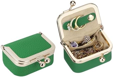 Royal Bagger Genuine Cow Leather Mini Jewelry Box Women's Coin Purse Solid Color Kiss Lock Change Pouch Casual Style Small Storage Bag for Women 1894 (Yellow with Chain)|B0F4KQHSBD