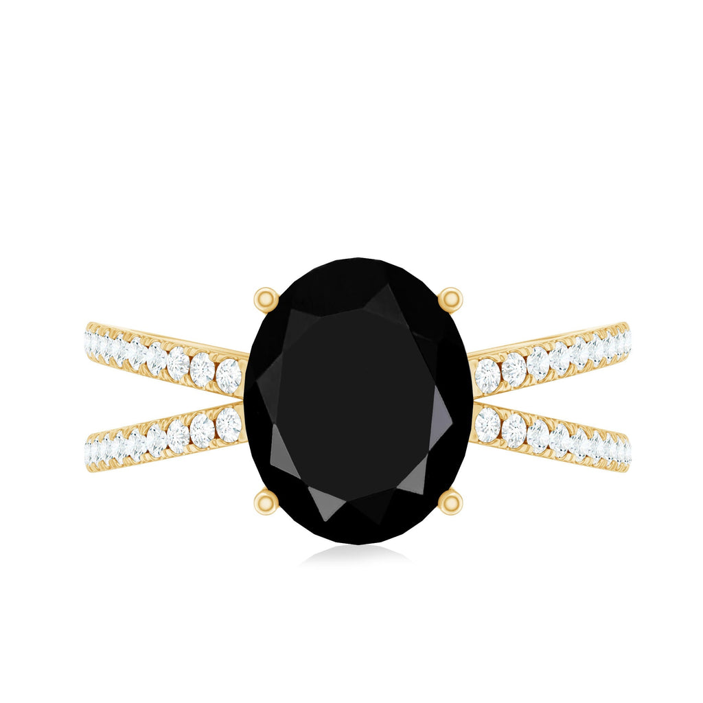 4.2 Carat Lab Grown Black Diamond Statement Engagement Ring with White Diamond