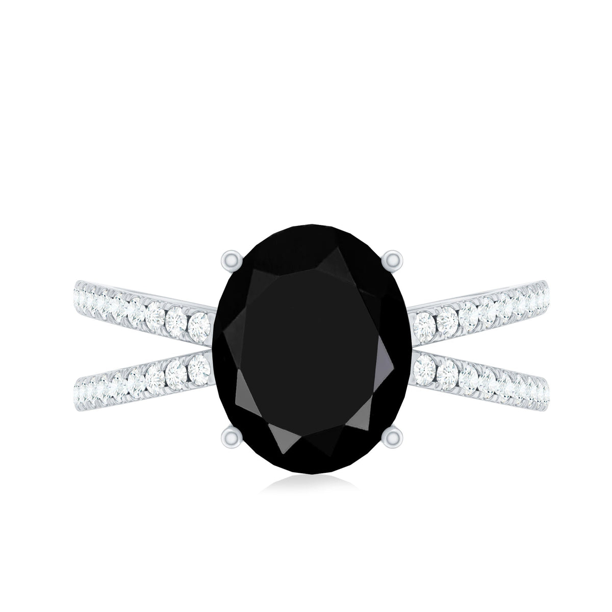 4.2 Carat Lab Grown Black Diamond Statement Engagement Ring with White Diamond