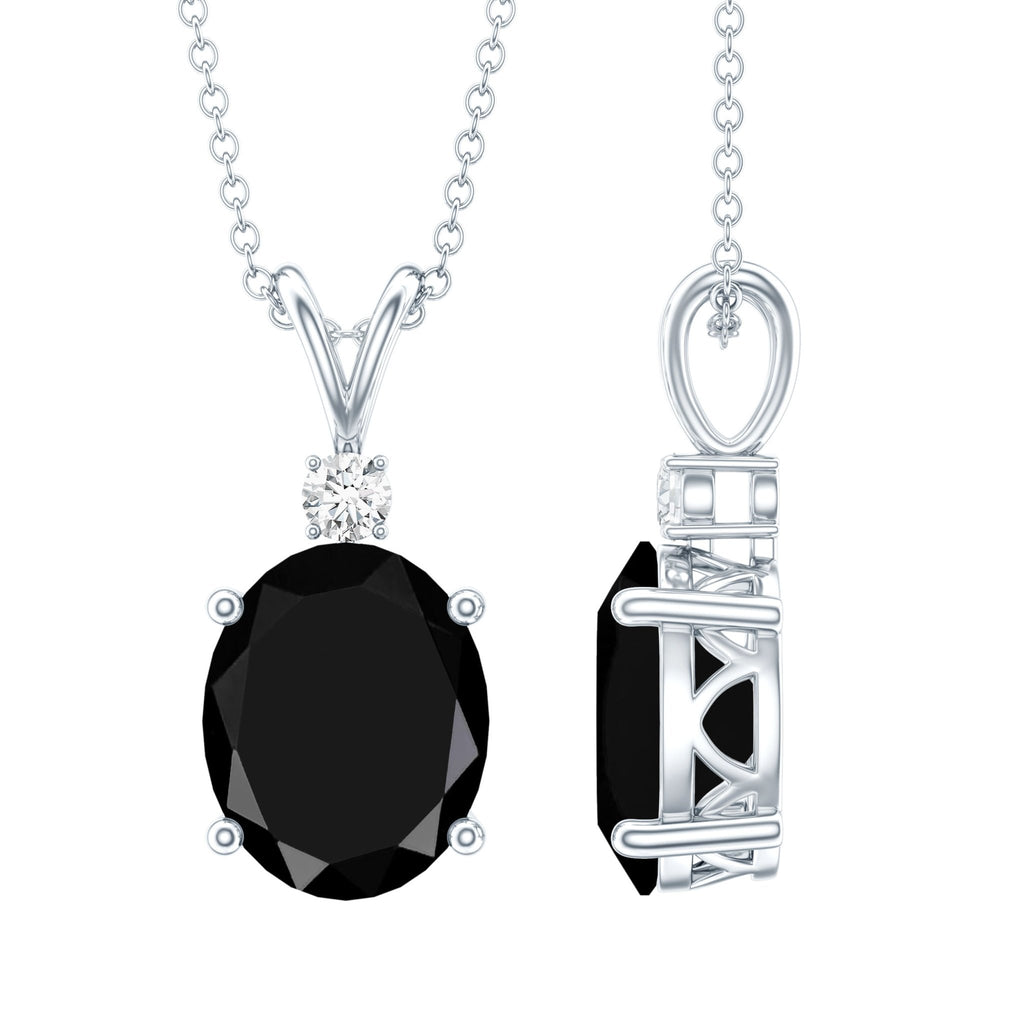 4.2 Carat Oval Shape Lab Created Black Diamond Solitaire Pendant Necklace