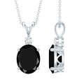 4.2 Carat Oval Shape Lab Created Black Diamond Solitaire Pendant Necklace