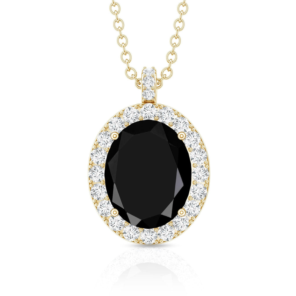 4.2 Carat Oval Shape Lab Created Black Diamond Statement Necklace