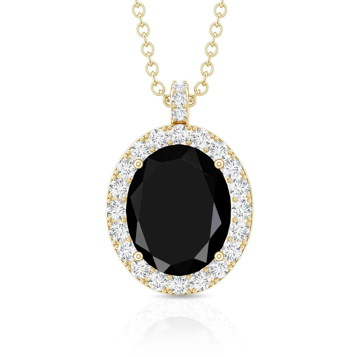 4.2 Carat Oval Shape Lab Created Black Diamond Statement Necklace