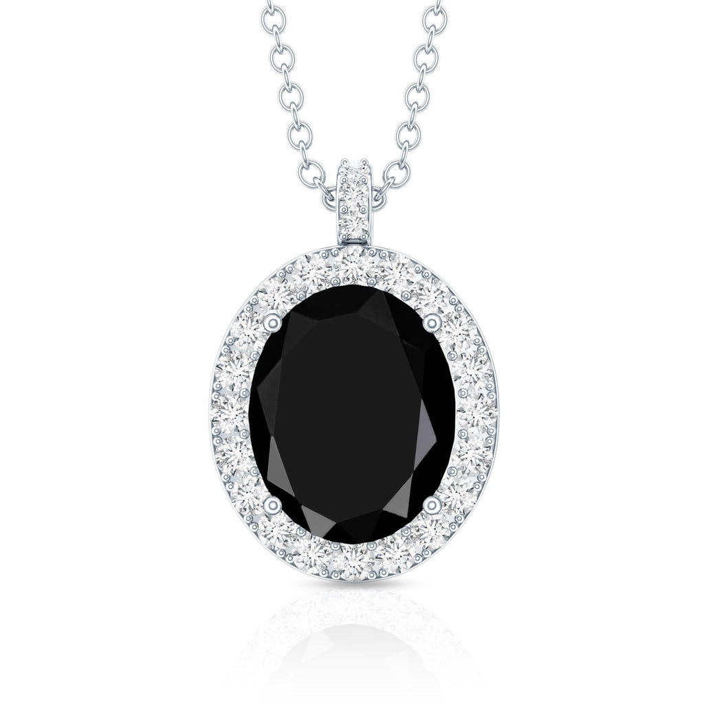 4.2 Carat Oval Shape Lab Created Black Diamond Statement Necklace