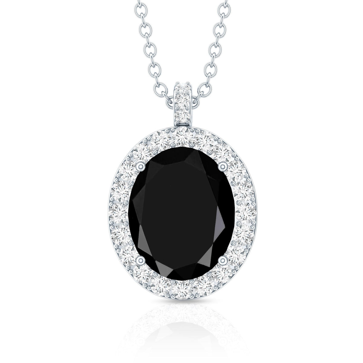 4.2 Carat Oval Shape Lab Created Black Diamond Statement Necklace