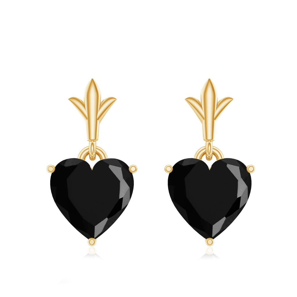 4.2 Carat Solitaire Black Onyx Heart Drop Earrings