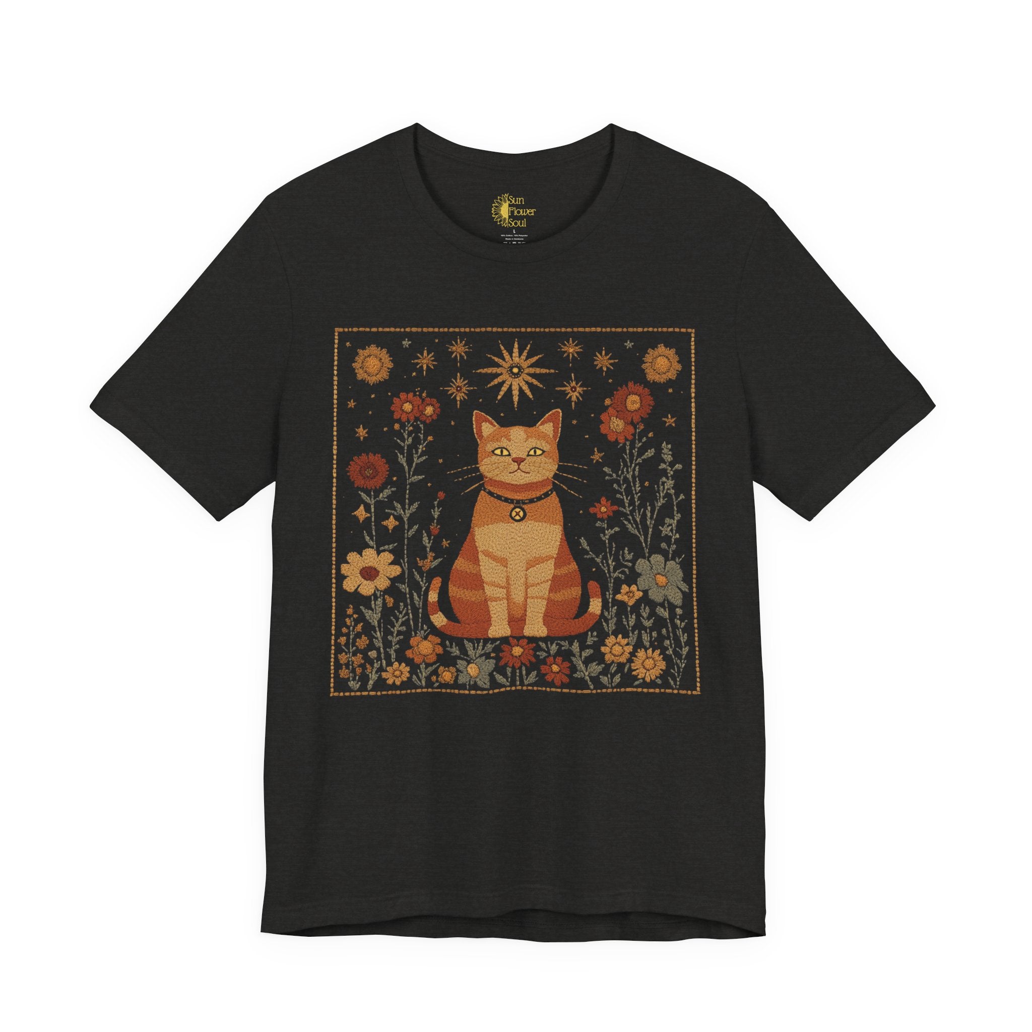 Mystical Cat T-Shirt – Vintage Fall Tee With Orange Tabby | Cozy Autumn Shirt