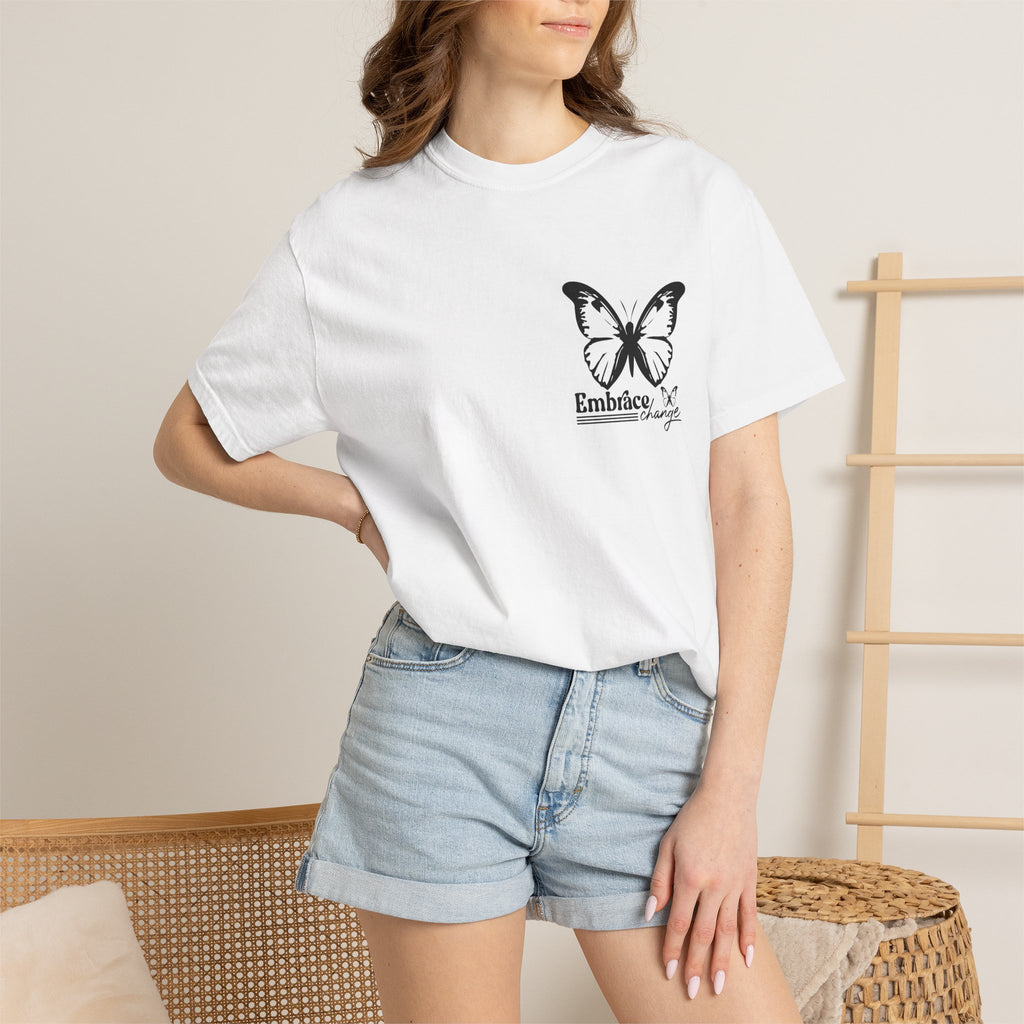 Inspirational Graphic T-Shirt – Minimalist Butterfly Tee | Boho Cat Shirt, Soft Cotton