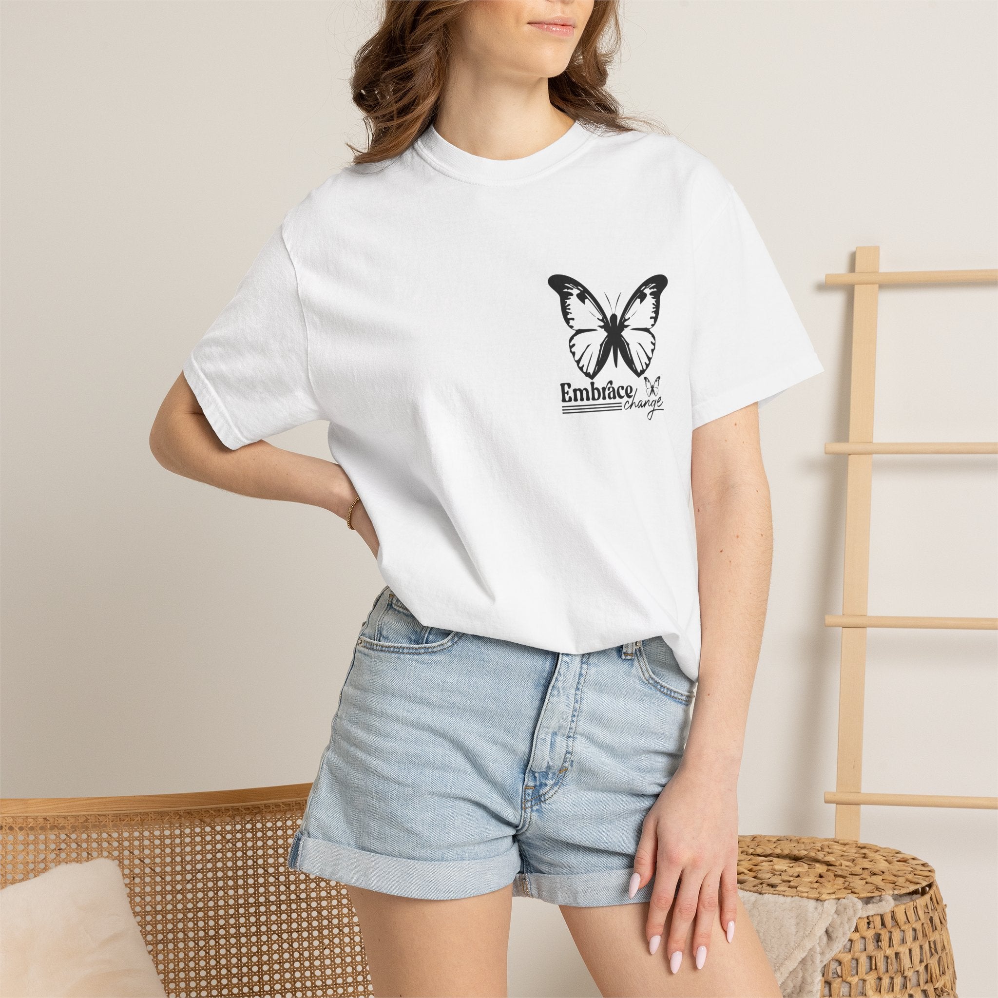 Inspirational Graphic T-Shirt – Minimalist Butterfly Tee | Boho Cat Shirt, Soft Cotton