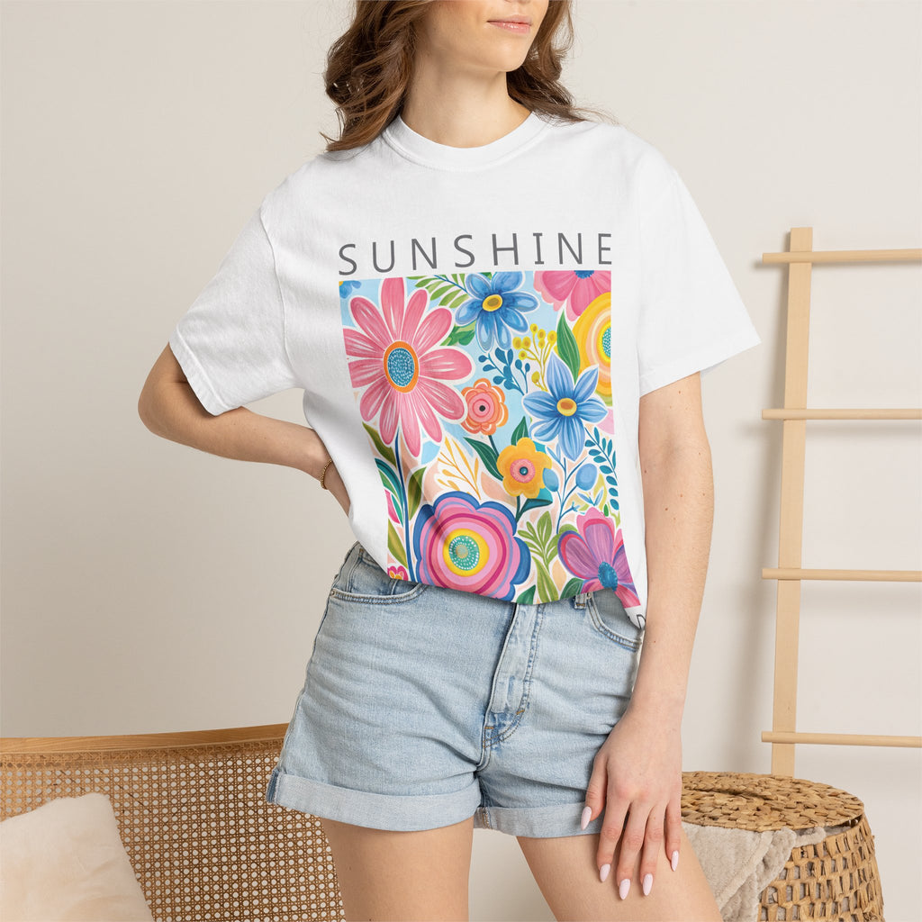 Garment Dyed T-Shirt – Vibrant Floral T-Shirt | Soft Cotton Tee for Summer Festival