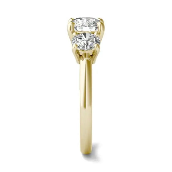 Lab Grown Diamond Ring – 3 Carat Three Stone Ring | 14K Gold Handcrafted Jewelry