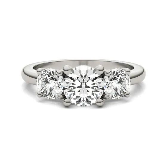 Lab Grown Diamond Ring – 2 Carat Three Stone Engagement Ring | 14K White Gold