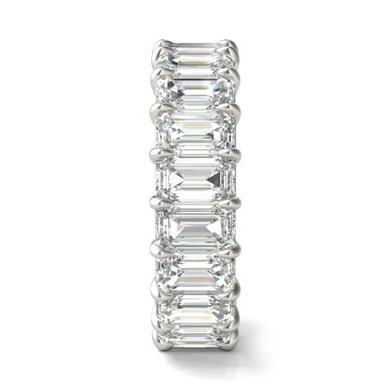 Emerald Lab Diamond Ring – Classic Eternity Band 6 1/4 CTW | 14K White Gold