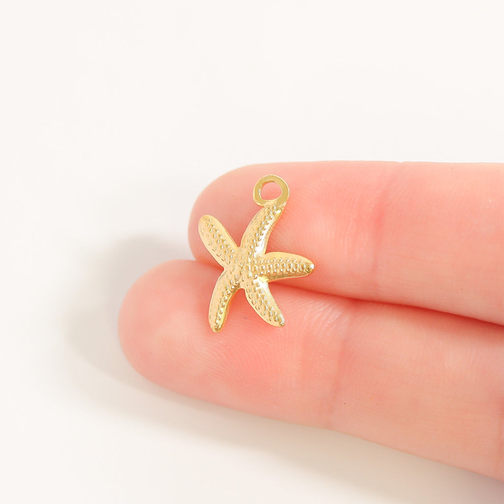 Gold Starfish Charm – Durable Stainless Steel 18K Gold Pendant | Nautical Jewelry