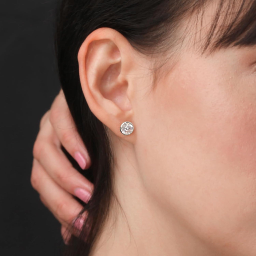 Lab Grown Diamond Earrings – 4.00 CTW Bezel Stud Martini in 14K Gold