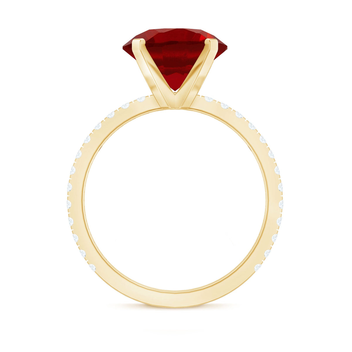 5 Carat Lab Created Ruby Solitaire Engagement Ring with Real Diamonds