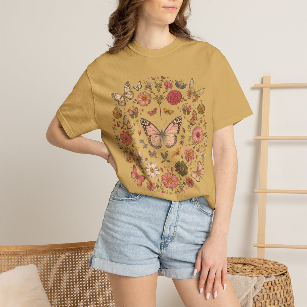 Vintage Butterfly Tee - Unisex Cotton T-Shirt | Soft Garment Dyed Shirt