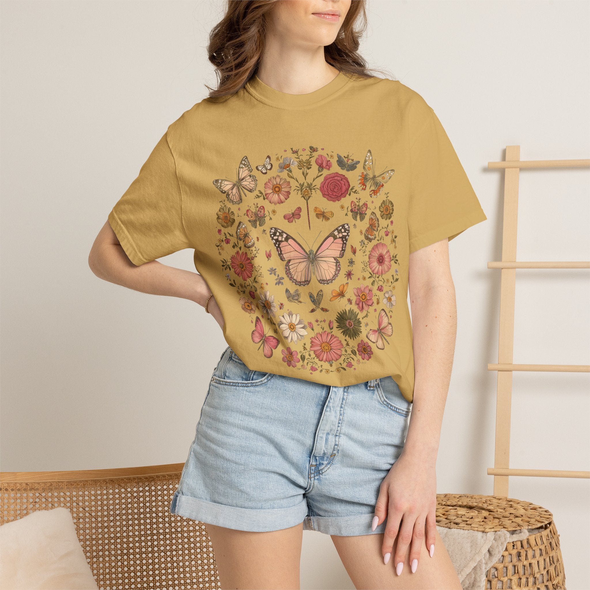 Vintage Butterfly Tee - Unisex Cotton T-Shirt | Soft Garment Dyed Shirt